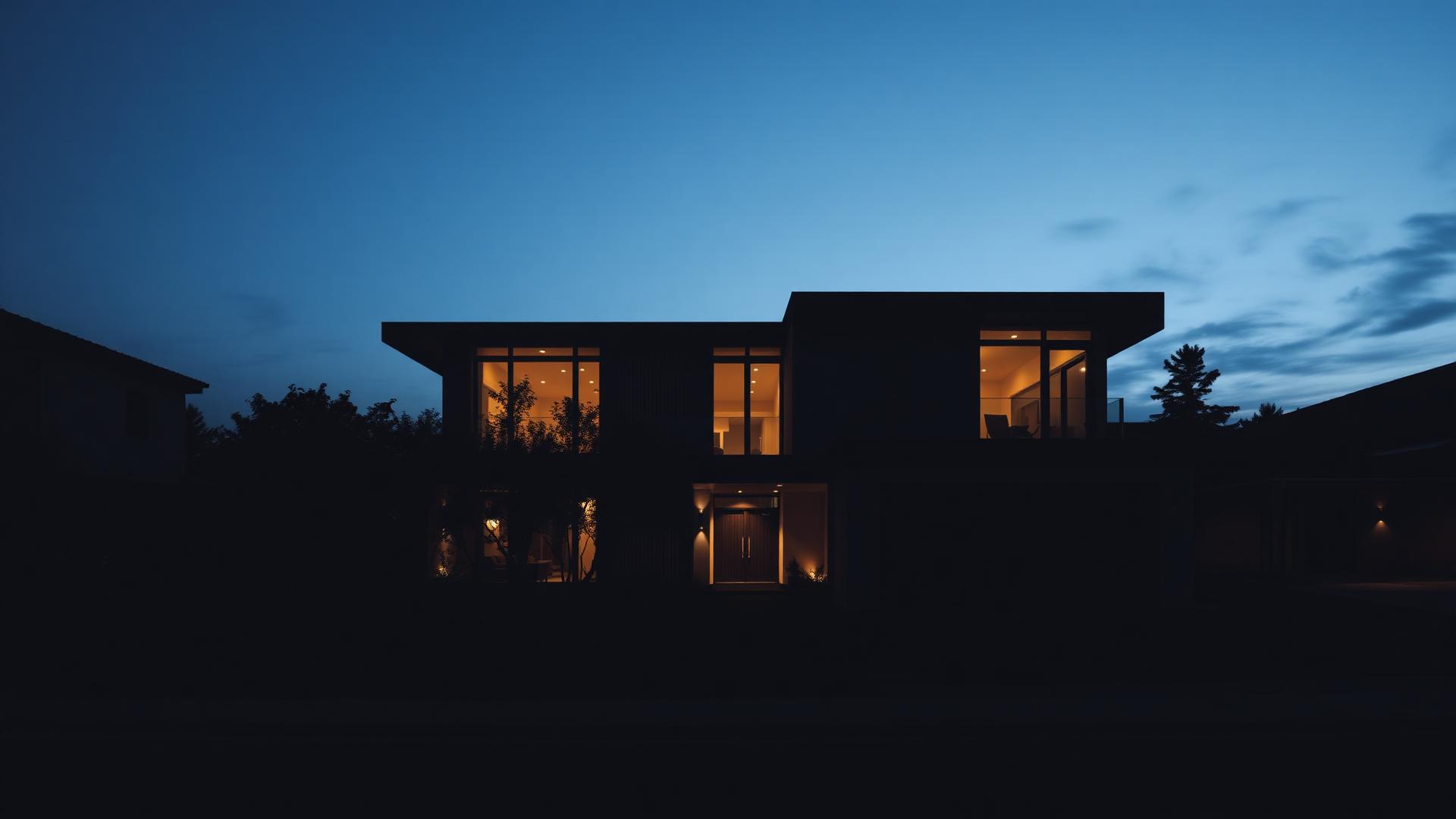 Modern luxury Memphis home at dusk